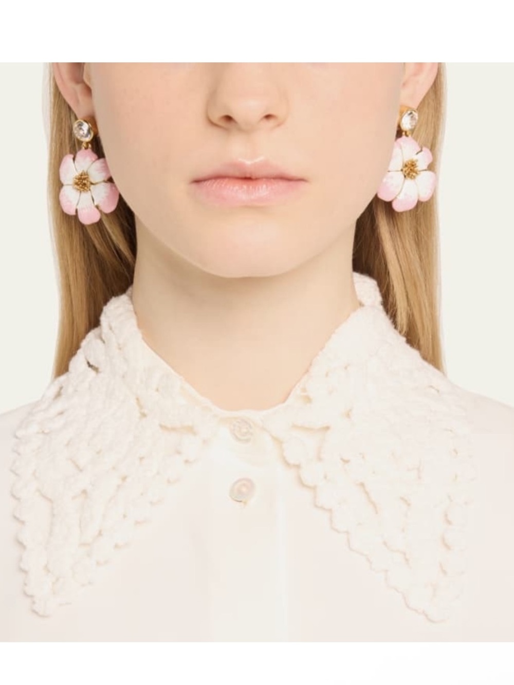 OSCAR DE LA RENTA
Crystal Enamel Flower Drop Earrings
